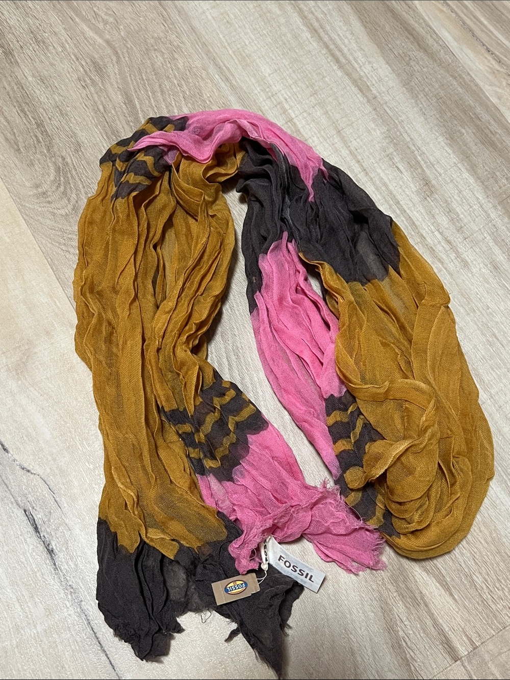 Fossil Pink, Mustard & Black Crinkle  Pencil Scarf ✏️
